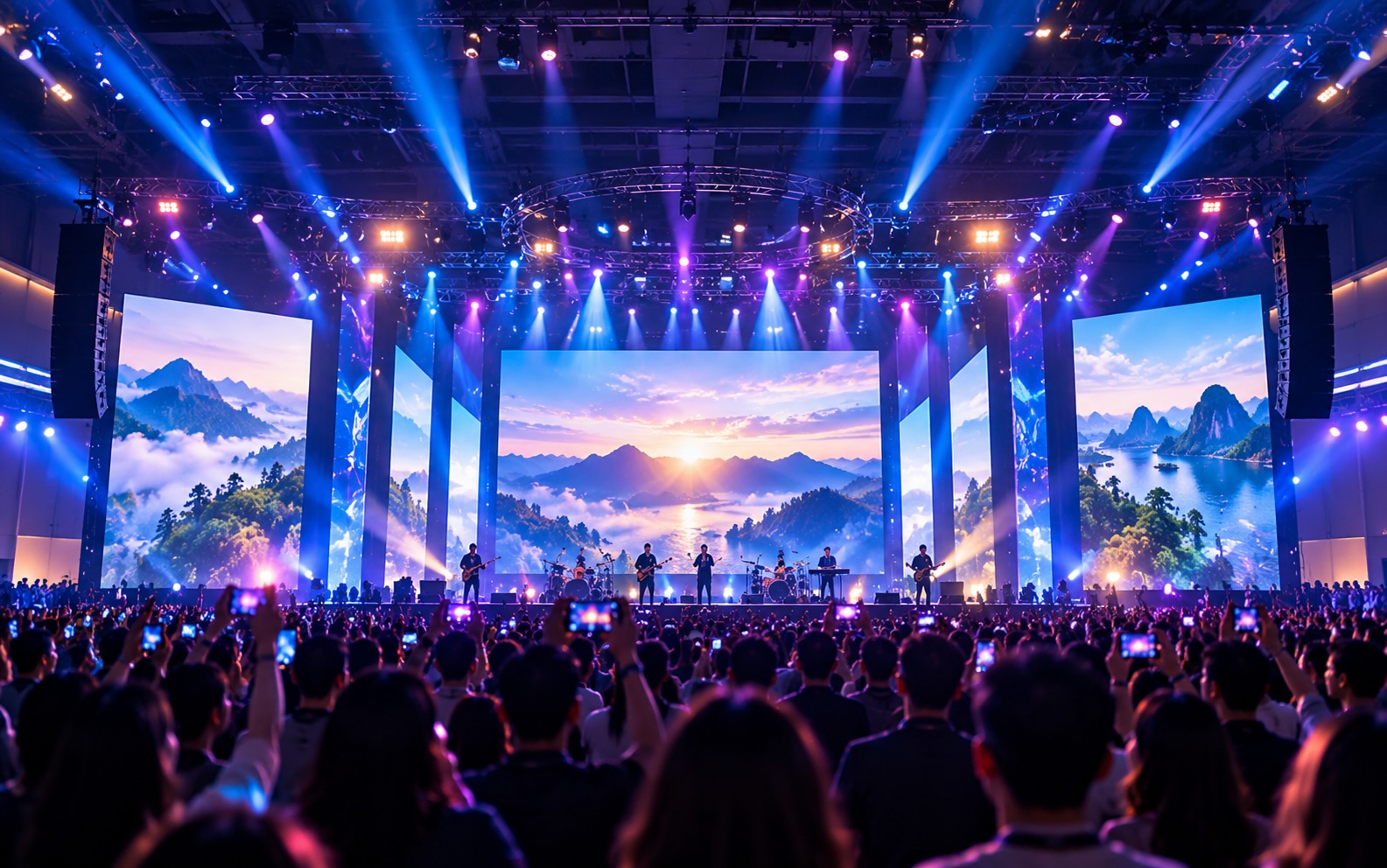 Real corporate event with audience and presentation stage